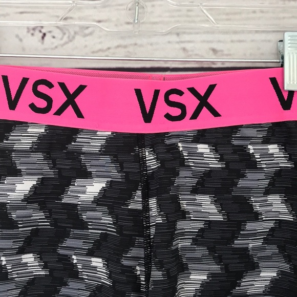 VICTORIA’S SECRET VSX Player Shorts & Sports Bra Set Black White Pink - Picture 10 of 14